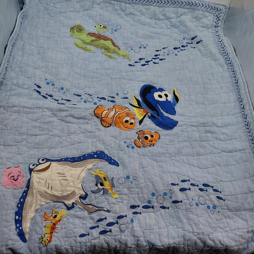 Pottery Barn Kids Disney Pixar Finding Nemo Embroidered 35" x 46" Quilt Blanket